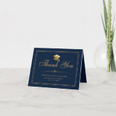 Elegant Navy Blue Gold Script Pet Afstuderen Bedankkaart (Voorkant)