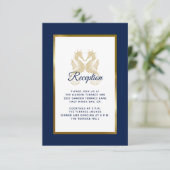 Elegant Navy Blue Gold Seapaarden Weddenschap Rece Informatiekaartje (Staand voorkant)