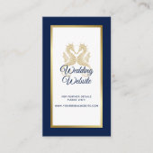 Elegant Navy Blue Gold Seapaarden Weddenschap Webs Informatiekaartje (Voorkant)