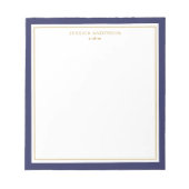 Elegant Navy Blue Gold, speciaal gepersonaliseerd Notitieblok (Voorkant)
