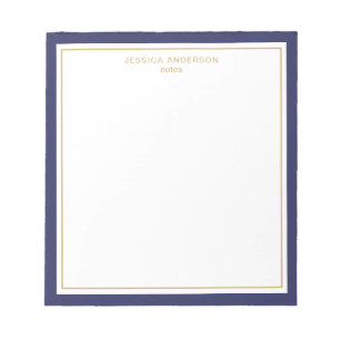 Elegant Navy Blue Gold, speciaal gepersonaliseerd Notitieblok