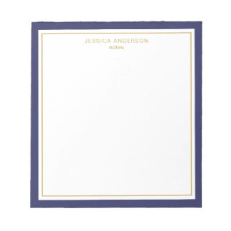 Elegant Navy Blue Gold, speciaal gepersonaliseerd Notitieblok