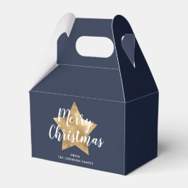 Elegant Navy Blue Gold Star Kerstmis Bedankdoosjes