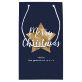 Elegant Navy Blue Gold Star Kerstmis Klein Cadeauzakje (Achterkant)