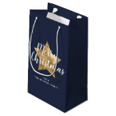 Elegant Navy Blue Gold Star Kerstmis Klein Cadeauzakje (Achterkant Gekanteld)