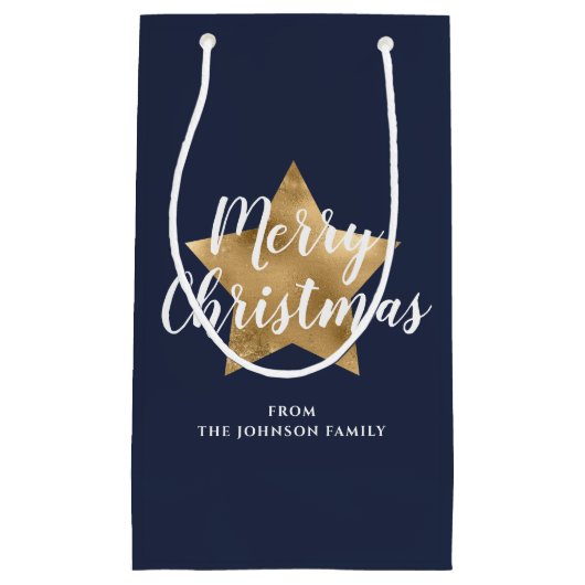 Elegant Navy Blue Gold Star Kerstmis Klein Cadeauzakje (Voorkant)