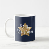 Elegant Navy Blue Gold Star Kerstmis Koffiemok (Links)