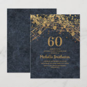 Elegant Navy Blue Gold String Lights 60e verjaarda Kaart (Voorkant / Achterkant)
