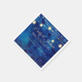 Elegant Navy Blue Gold String Lights Wedding Servet (Hoek)