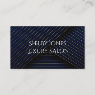 Elegant Navy Blue Gold Striped Luxury Salon Modern Visitekaartje