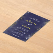 Elegant Navy Blue & Gold Wedding Invitation Acryl Uitnodigingen (Laagn)