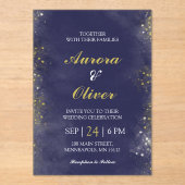Elegant Navy Blue & Gold Wedding Invitation Acryl Uitnodigingen (Voorkant)