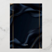 Elegant Navy Blue & Gold Wedding Invitation Folie Uitnodiging (Achterkant)