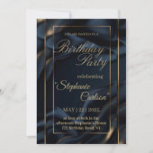Elegant Navy Blue & Gold Wedding Invitation Save The Date (Voorkant)