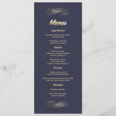 Elegant Navy Blue Gold Wedding Menu Kaarten (Voorkant)