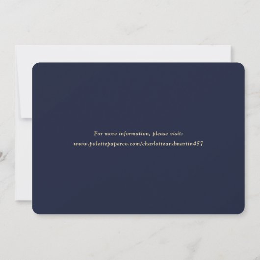Elegant Navy Blue Gold Wedding Photo Save the Date (Achterkant)