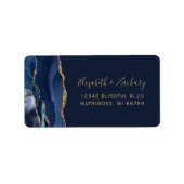 Elegant Navy Blue Gold Wedding RSVP-zelfadres Etiket (Voorkant)