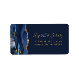 Elegant Navy Blue Gold Wedding RSVP-zelfadres Etiket
