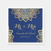 Elegant Navy Blue Gold Wedding Servet (Voorkant)