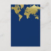 Elegant Navy Blue Gold Wereldkaart Wedding Recepti Informatiekaartje (Achterkant)