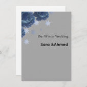 Elegant Navy Blue & Gold Winter Floral Wedding Inv Bedankkaart (Voorkant / Achterkant)