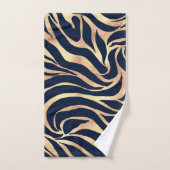 Elegant Navy Blue Gold Zebra Print Bad Handdoek (Handdoek)