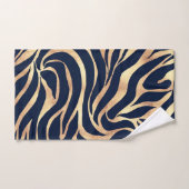Elegant Navy Blue Gold Zebra Print Bad Handdoek (Handdoek)