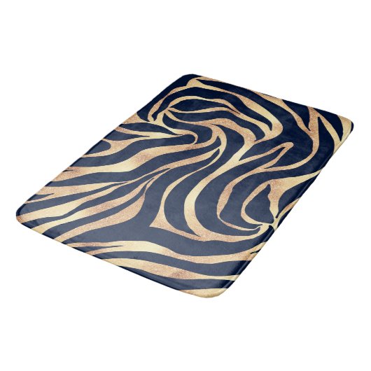 Elegant Navy Blue Gold Zebra Print Badmat (Gekanteld)