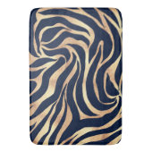 Elegant Navy Blue Gold Zebra Print Badmat (Voorkant Verticaal)