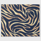 Elegant Navy Blue Gold Zebra Print Cadeaupapier (Vlak)