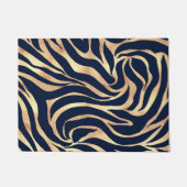 Elegant Navy Blue Gold Zebra Print Deurmat (Voorkant)