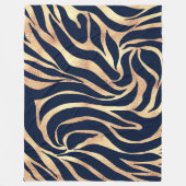 Elegant Navy Blue Gold Zebra Print Fleece Deken (Voorkant)