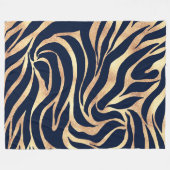 Elegant Navy Blue Gold Zebra Print Fleece Deken (Voorkant (Horizontaal))