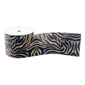Elegant Navy Blue Gold Zebra Print Grosgrain Lint (Spoel)