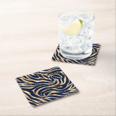 Elegant Navy Blue Gold Zebra Print Kartonnen Onderzetters (Insitu)
