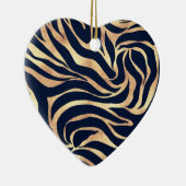 Elegant Navy Blue Gold Zebra Print Keramisch Ornament (Rechts)