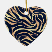 Elegant Navy Blue Gold Zebra Print Keramisch Ornament (Voorkant)