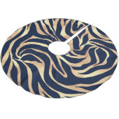 Elegant Navy Blue Gold Zebra Print Kerstboom Rok (Gekanteld)