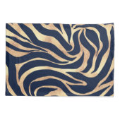 Elegant Navy Blue Gold Zebra Print Kussensloop (Achterkant-Links)