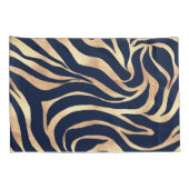 Elegant Navy Blue Gold Zebra Print Kussensloop (Achterkant-Rechts)