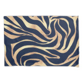 Elegant Navy Blue Gold Zebra Print Kussensloop (Voorkant-Links)