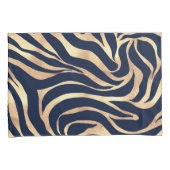 Elegant Navy Blue Gold Zebra Print Kussensloop (Voorkant-Rechts)