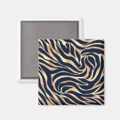 Elegant Navy Blue Gold Zebra Print Magneet (Voorkant / Achterkant)