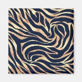 Elegant Navy Blue Gold Zebra Print Magneet (Voorkant)