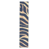 Elegant Navy Blue Gold Zebra Print Medium Tafelloper (Voorkant)