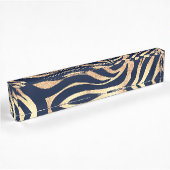 Elegant Navy Blue Gold Zebra Print Naambordje
