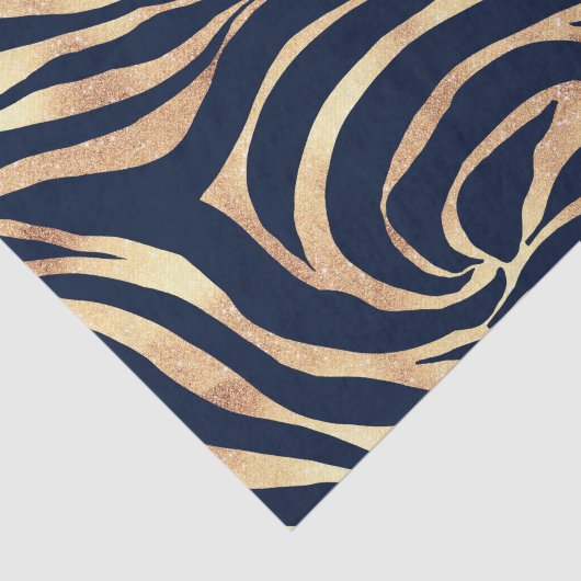 Elegant Navy Blue Gold Zebra Print Tissuepapier (Detail)