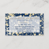 Elegant navy blue-goudhenna hamsa hand van Fatima Visitekaartje (Achterkant)