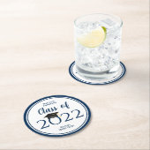 Elegant Navy Blue Graduation Party Ronde Kartonnen Onderzetter (Insitu)