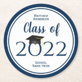 Elegant Navy Blue Graduation Party Ronde Kartonnen Onderzetter (Voorkant)